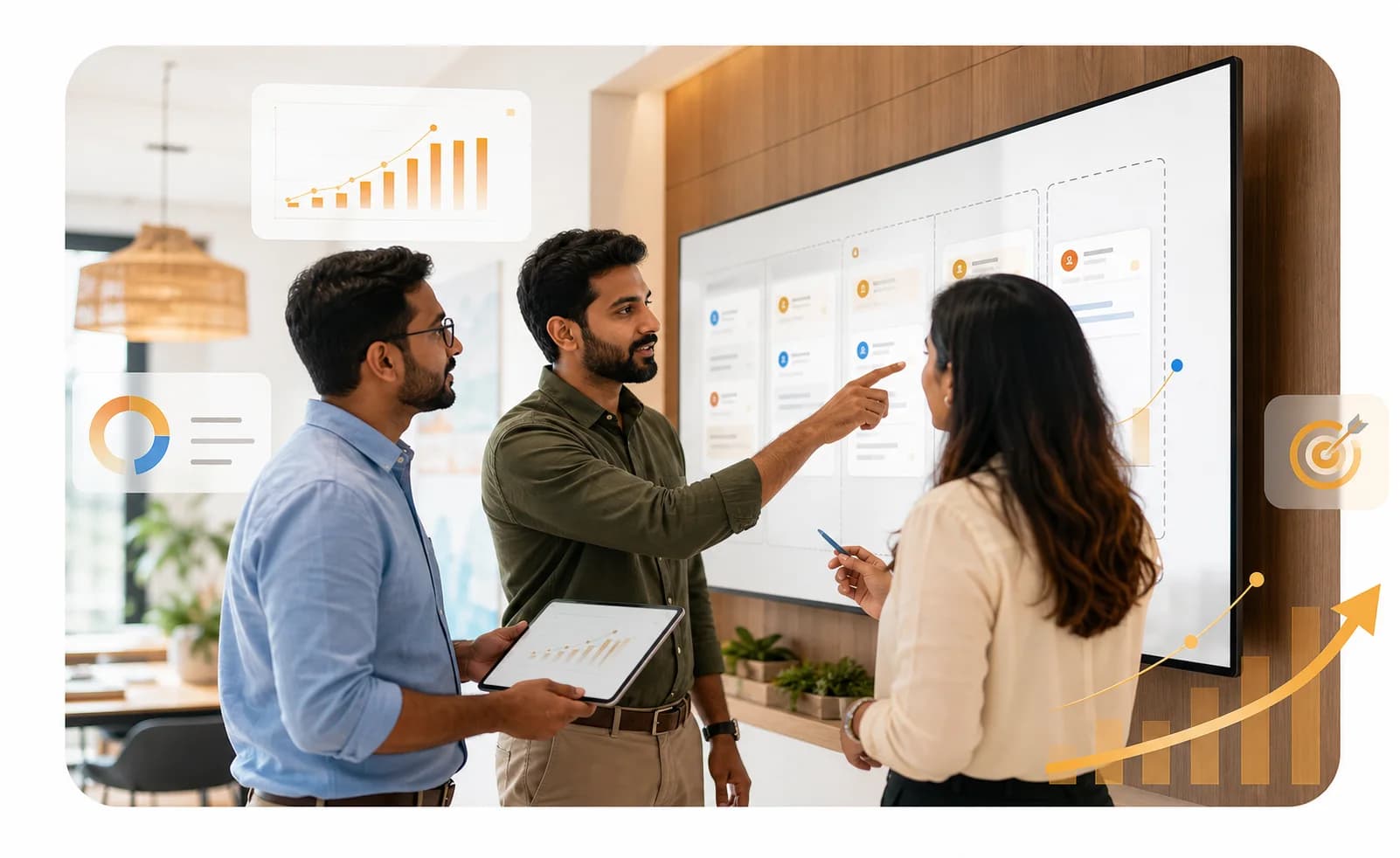 CRM & Pipelines team collaborating in a connected WayConnect workspace