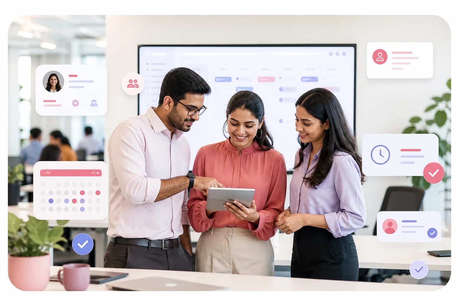 Workforce Management team collaborating in a connected WayConnect workspace